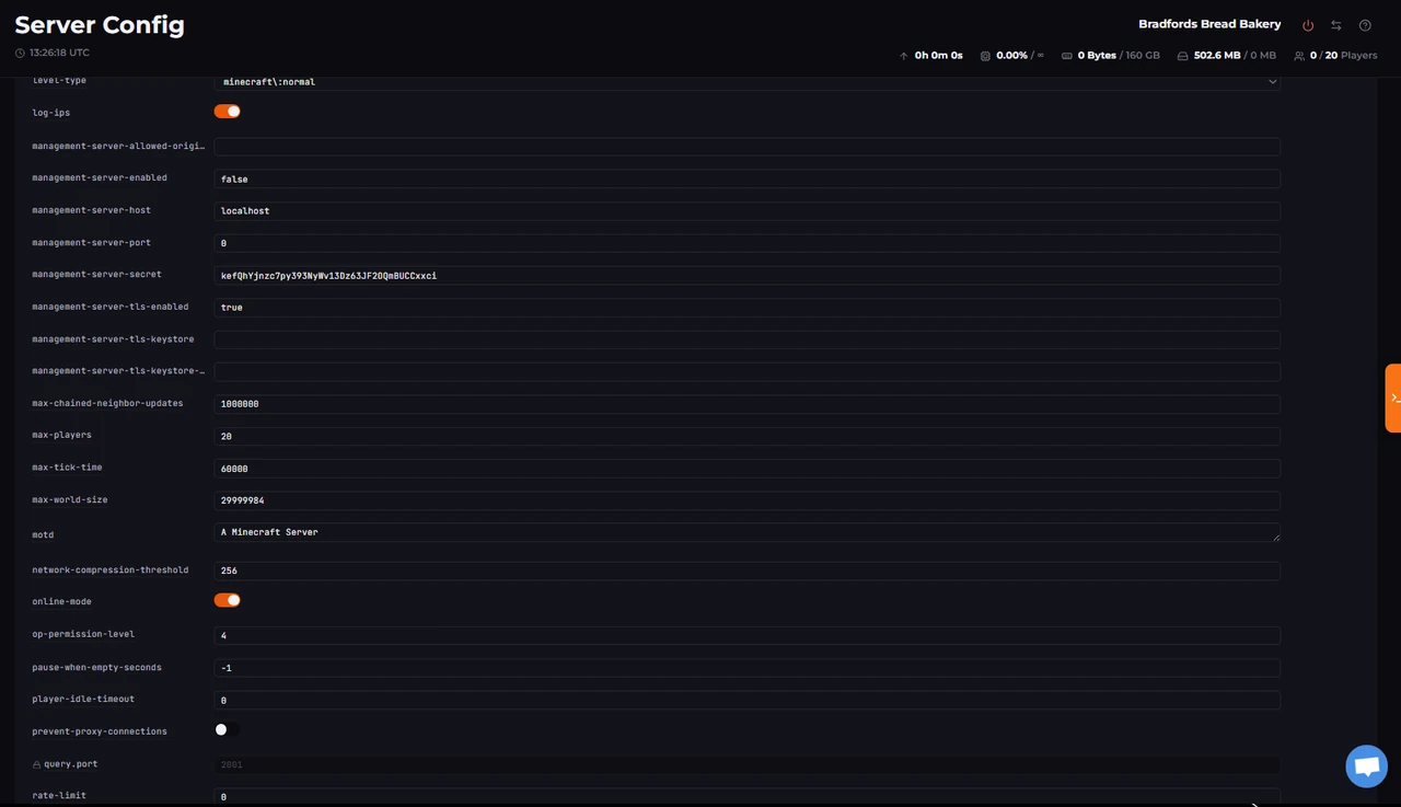 Form editor for editing server.properties difficulty, gamemode and MOTD in LoafHub